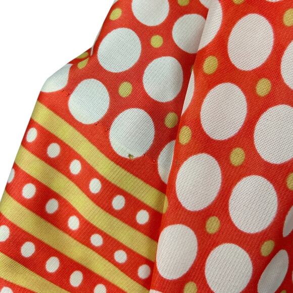 Vintage 70s Orange Polka Dot Collared Long Sleeve Front Zip Retro Midi Dress S - Picture 7 of 7